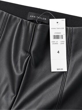 Ann Taylor Black Faux Leather High-Rise Tapered Leggings